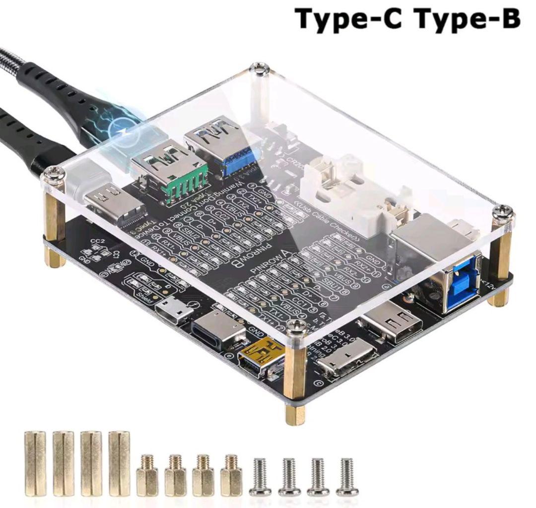 USBケーブルテスター 断線チェック Type-C Type-B Type-A対応 電池付き